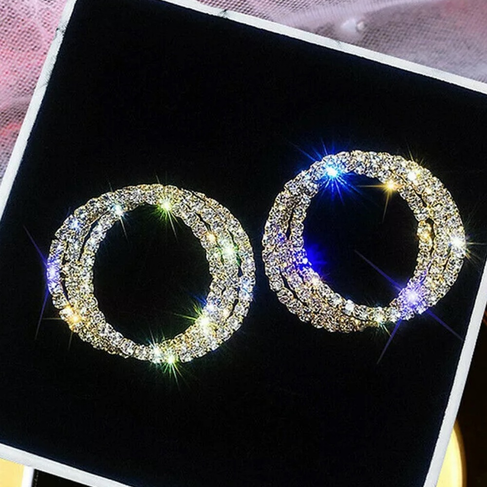 💫Silver Diamond Triple Hoop Earrings💫